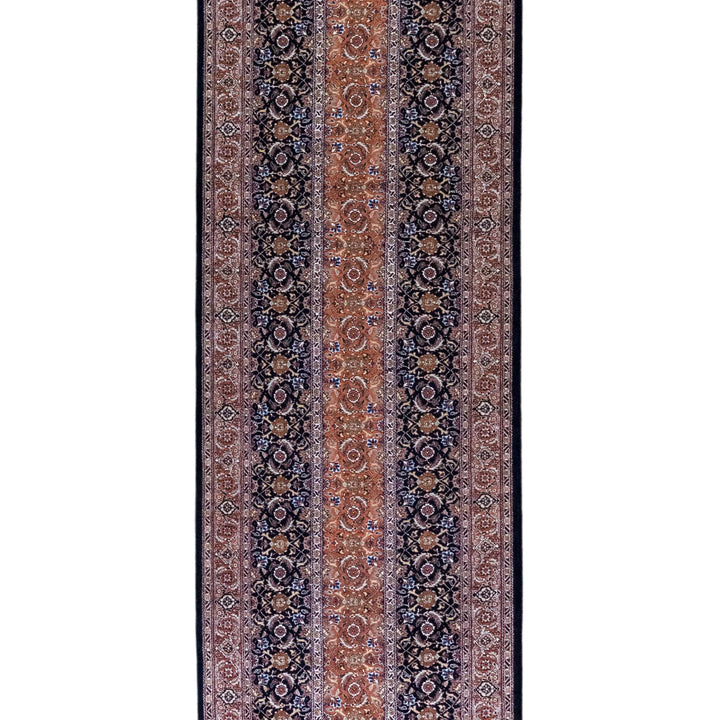 2' 9" x 11' 4" - NAVY AND ROSE TABRIZ FISH DESIGN PERSIAN RUG ( 84 x 345 CM )