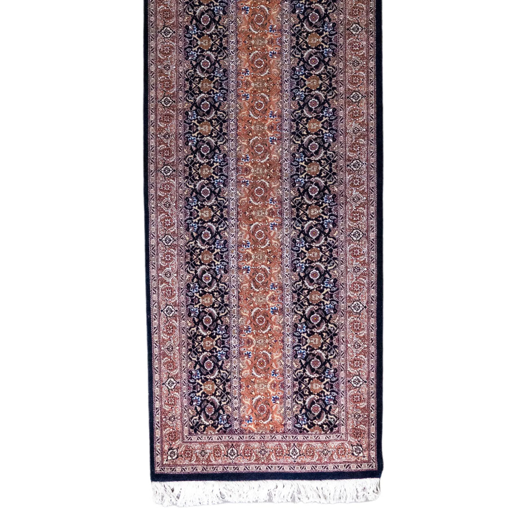 2' 9" x 11' 4" - NAVY AND ROSE TABRIZ FISH DESIGN PERSIAN RUG ( 84 x 345 CM )