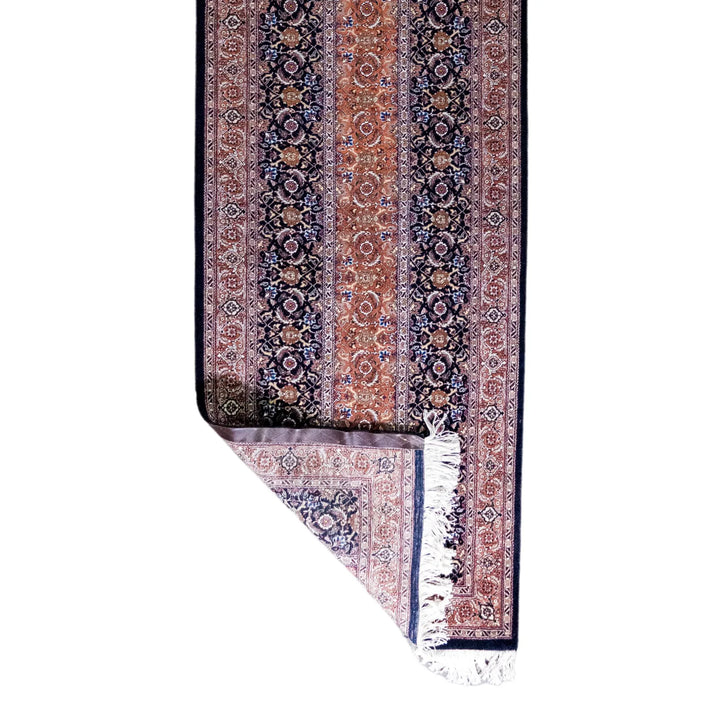 2' 9" x 11' 4" - NAVY AND ROSE TABRIZ FISH DESIGN PERSIAN RUG ( 84 x 345 CM )