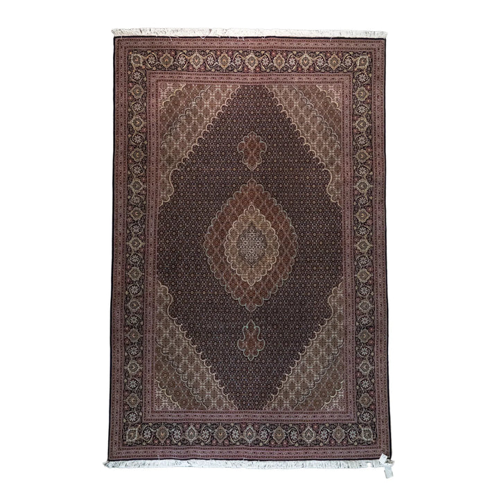 6' 7" x 10' 1" - NAVY AND NAVY TABRIZ FISH DESIGN PERSIAN RUG ( 200 x 307 CM )