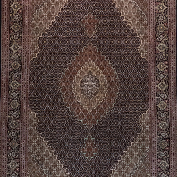 6' 7" x 10' 1" - NAVY AND NAVY TABRIZ FISH DESIGN PERSIAN RUG ( 200 x 307 CM )