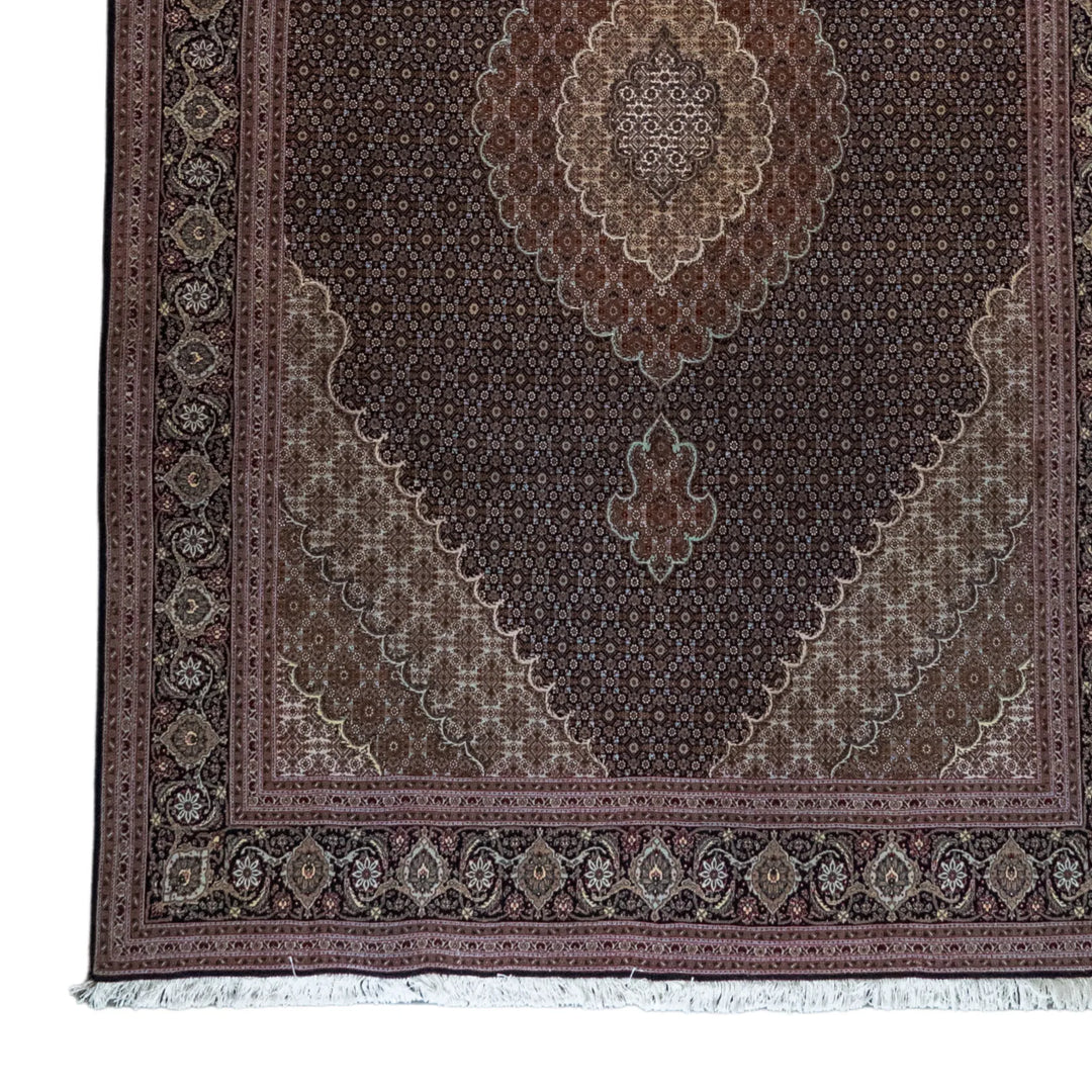 6' 7" x 10' 1" - NAVY AND NAVY TABRIZ FISH DESIGN PERSIAN RUG ( 200 x 307 CM )