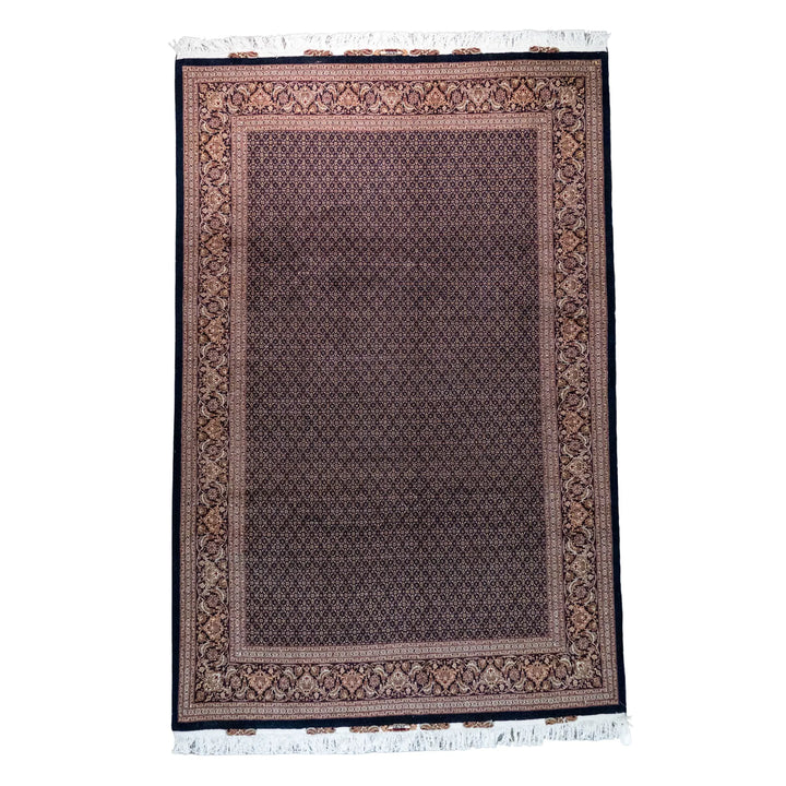 6' 8" x 10' 2" - NAVY AND NAVY TABRIZ FISH DESIGN PERSIAN RUG ( 203 x 310 CM )