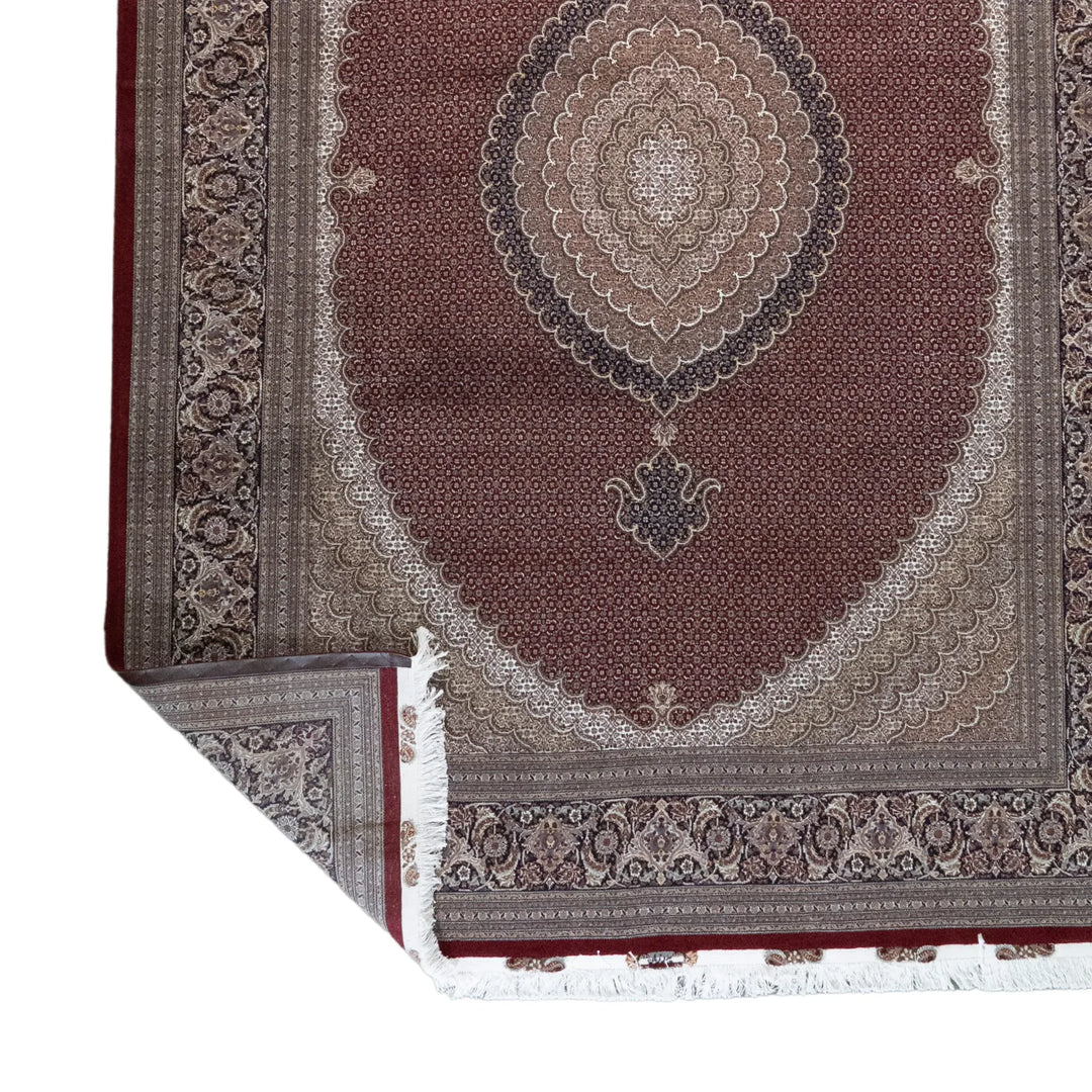 8' 2" x 11' 7" - RED AND NAVY TABRIZ FISH DESIGN PERSIAN RUG ( 249 x 353 CM )