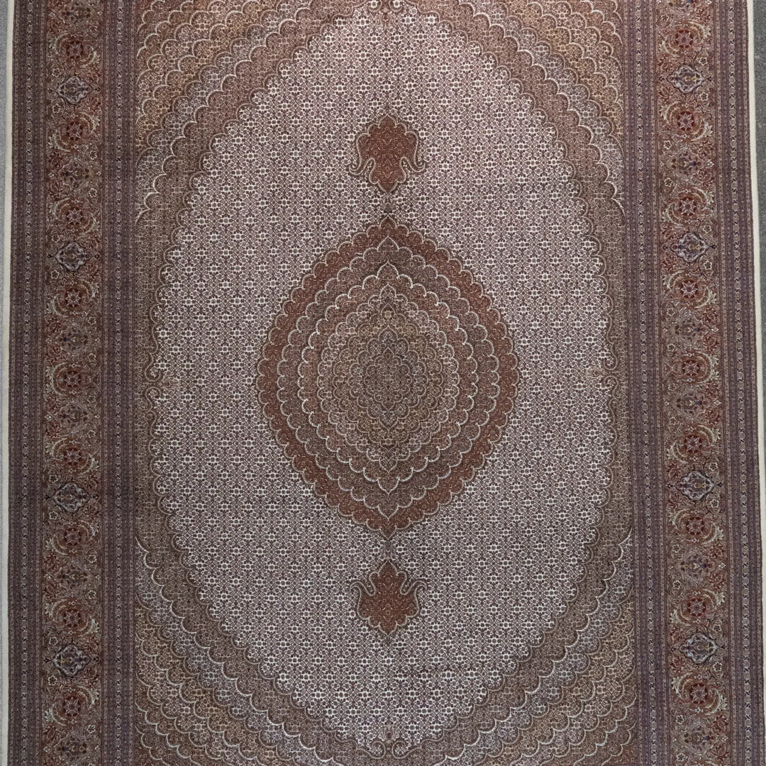 8' 4" x 11' 6" - ROSE AND BEIGE TABRIZ FISH DESIGN PERSIAN RUG ( 254 x 350 CM )