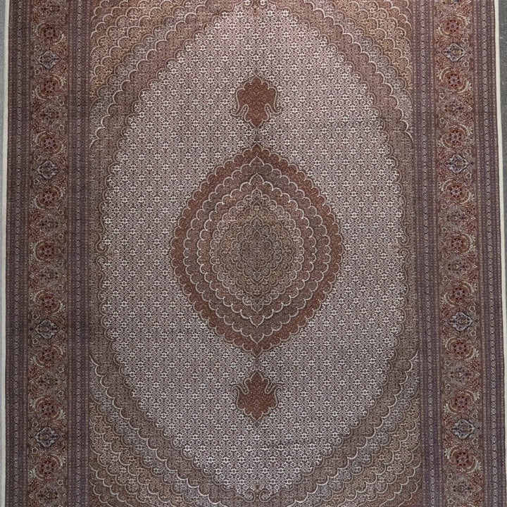 8' 4" x 11' 6" - ROSE AND BEIGE TABRIZ FISH DESIGN PERSIAN RUG ( 254 x 350 CM )
