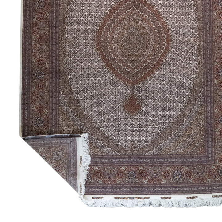 8' 4" x 11' 6" - ROSE AND BEIGE TABRIZ FISH DESIGN PERSIAN RUG ( 254 x 350 CM )