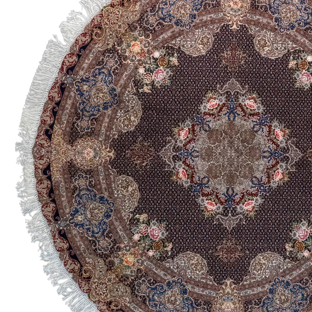 6' 9" x 9' 9" - BLACK AND NAVY TABRIZ FISH DESIGN PERSIAN RUG ( 206 x 297 CM )