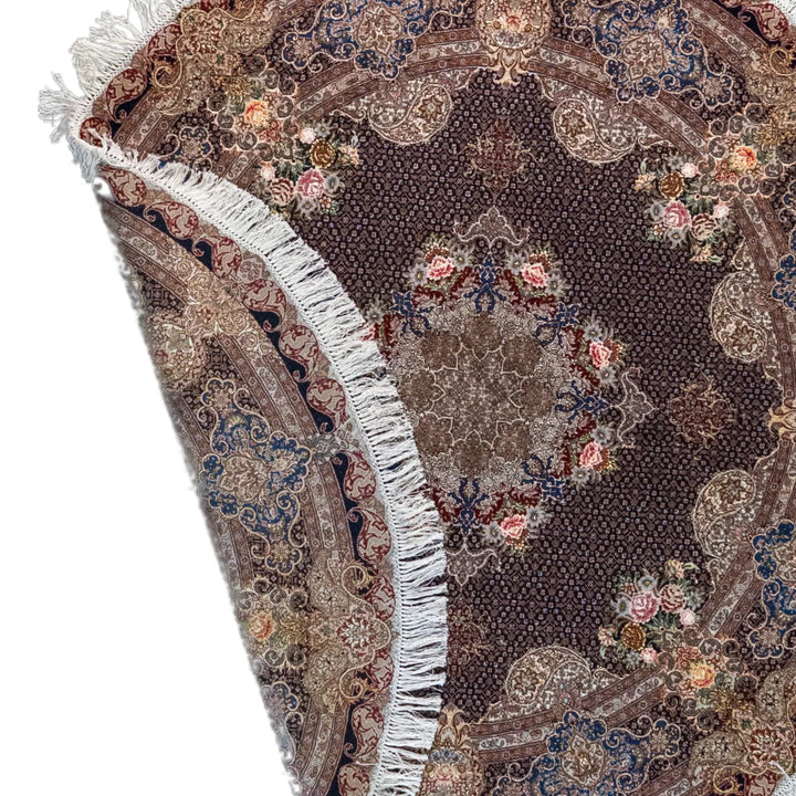 6' 9" x 9' 9" - BLACK AND NAVY TABRIZ FISH DESIGN PERSIAN RUG ( 206 x 297 CM )