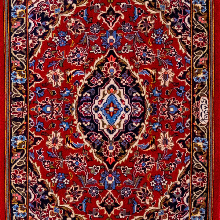 3' 3" x 6' 8" - BEIGE AND GRAY KASHAN FLORAL PERSIAN RUG ( 99 x 203 CM )