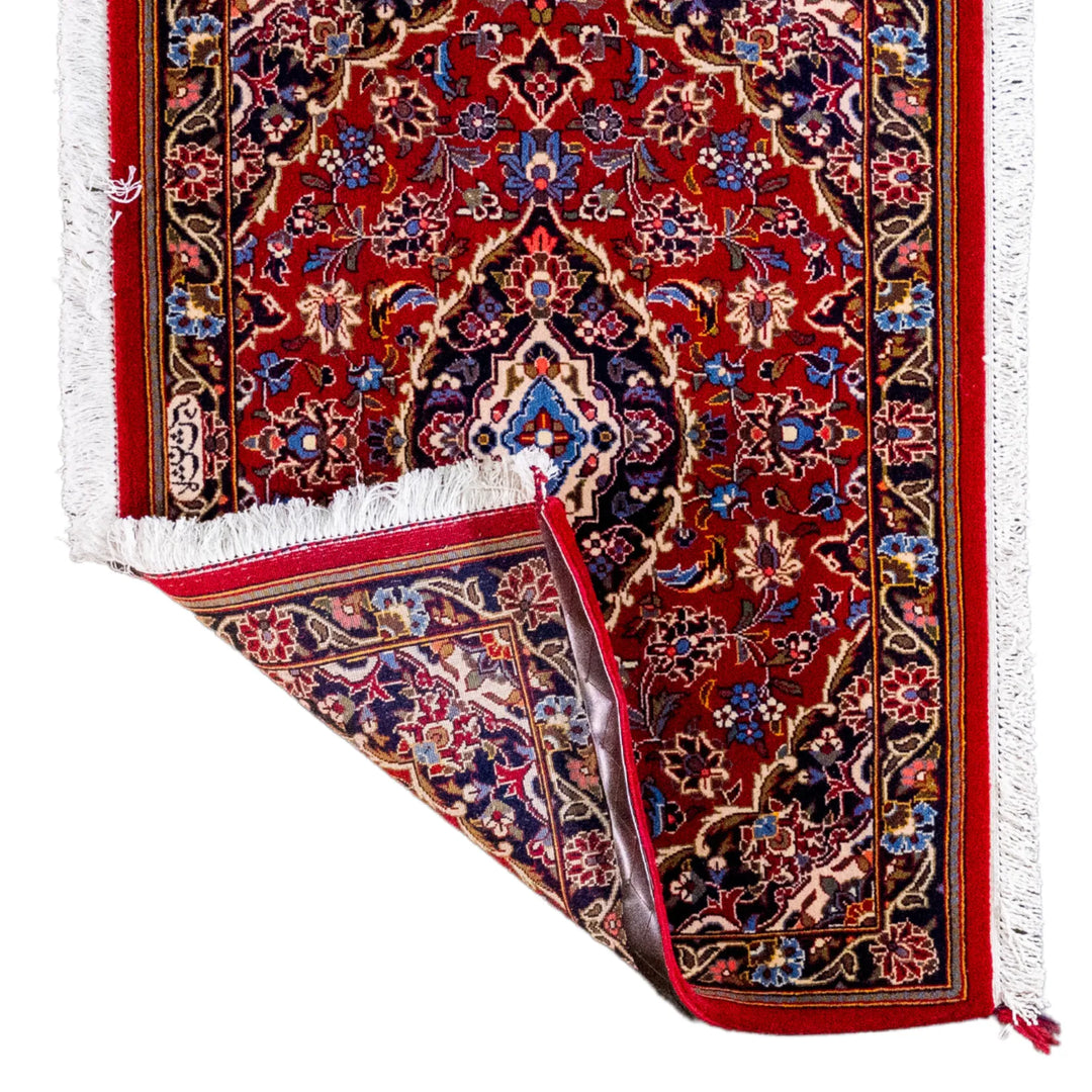 3' 3" x 6' 8" - BEIGE AND GRAY KASHAN FLORAL PERSIAN RUG ( 99 x 203 CM )