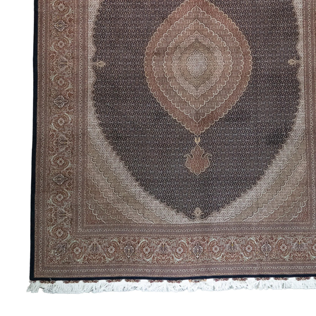 9' 10" x 13' 1" - NAVY AND ROSE TABRIZ FISH DESIGN PERSIAN RUG ( 300 x 399 CM )