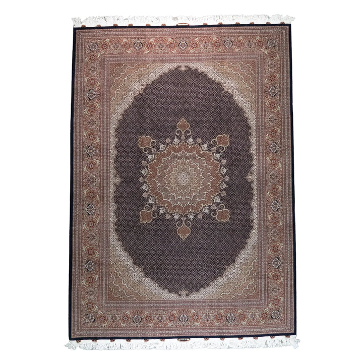 8' 4" x 11' 4" - NAVY AND ROSE TABRIZ FISH DESIGN PERSIAN RUG ( 254 x 345 CM )