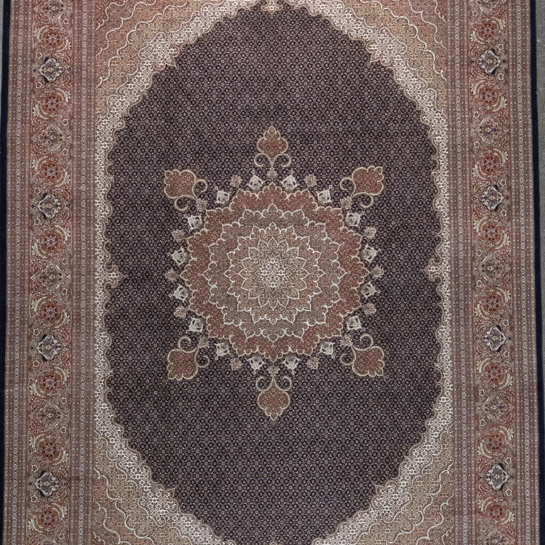 8' 4" x 11' 4" - NAVY AND ROSE TABRIZ FISH DESIGN PERSIAN RUG ( 254 x 345 CM )
