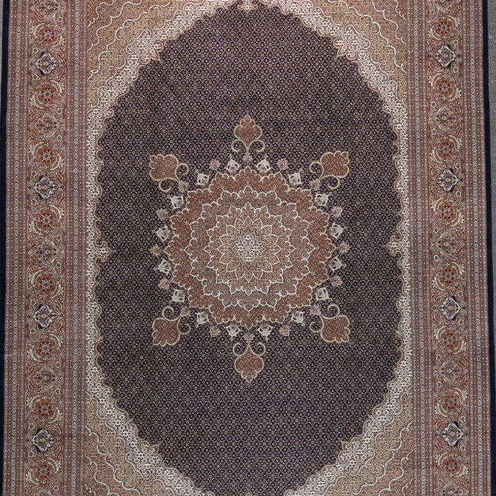 8' 4" x 11' 4" - NAVY AND ROSE TABRIZ FISH DESIGN PERSIAN RUG ( 254 x 345 CM )