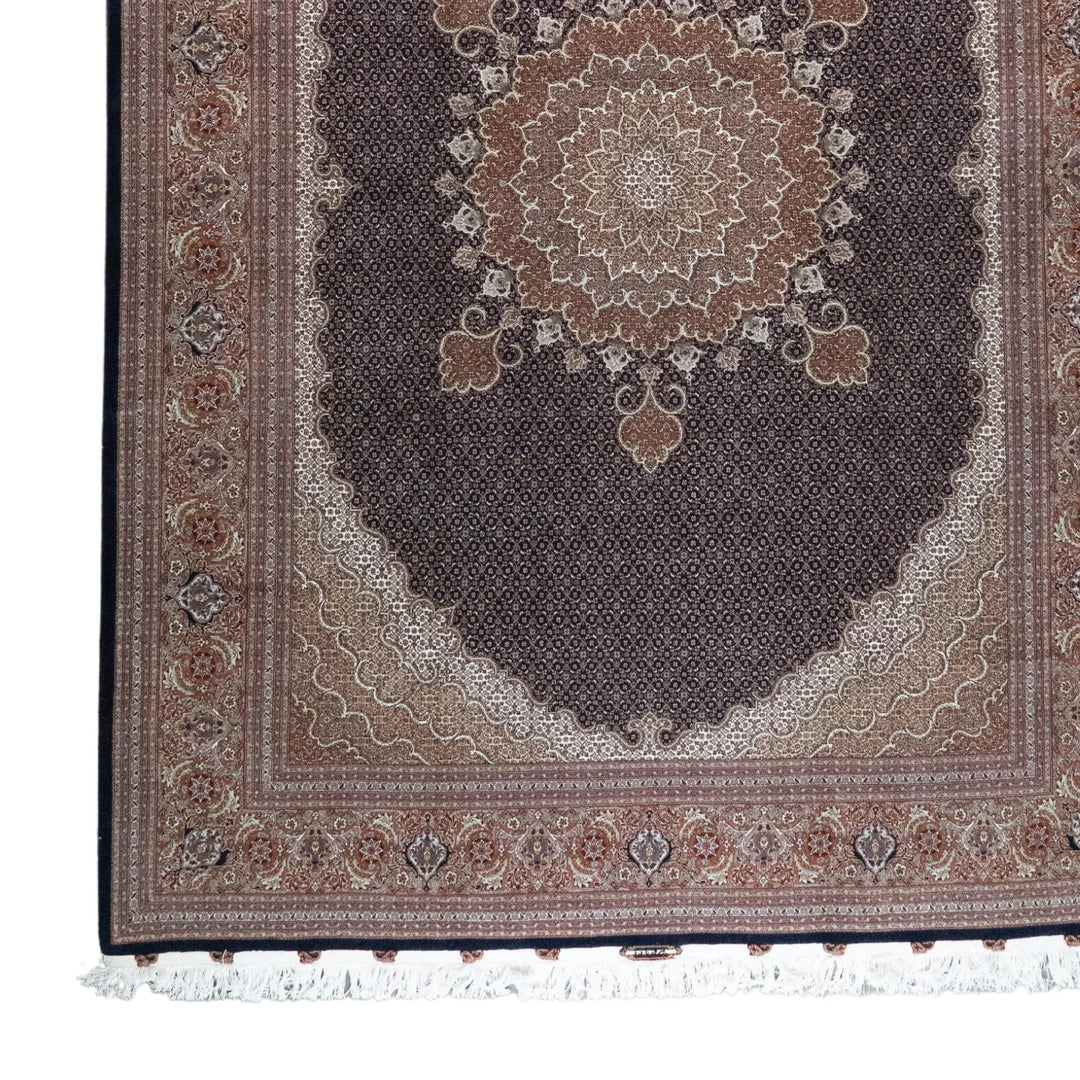 8' 4" x 11' 4" - NAVY AND ROSE TABRIZ FISH DESIGN PERSIAN RUG ( 254 x 345 CM )