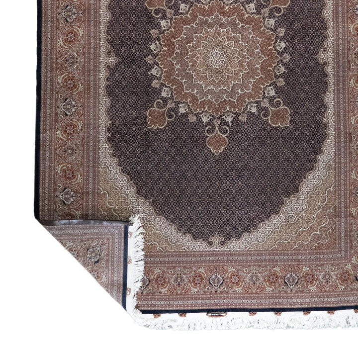 8' 4" x 11' 4" - NAVY AND ROSE TABRIZ FISH DESIGN PERSIAN RUG ( 254 x 345 CM )