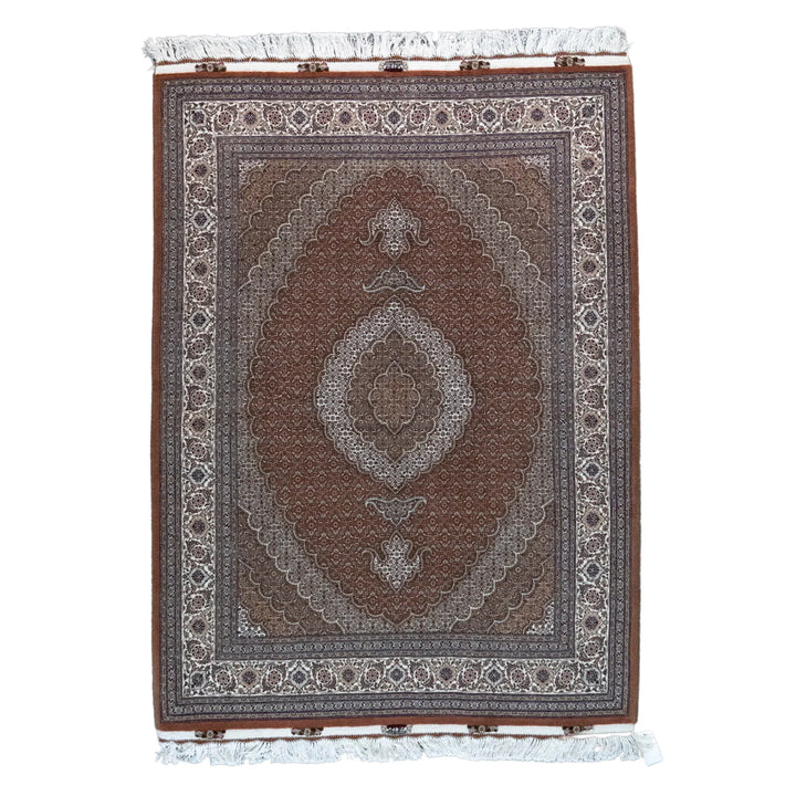 5' 0" x 6' 9" - ROSE AND BEIGE TABRIZ FISH DESIGN PERSIAN RUG ( 152 x 206 CM )