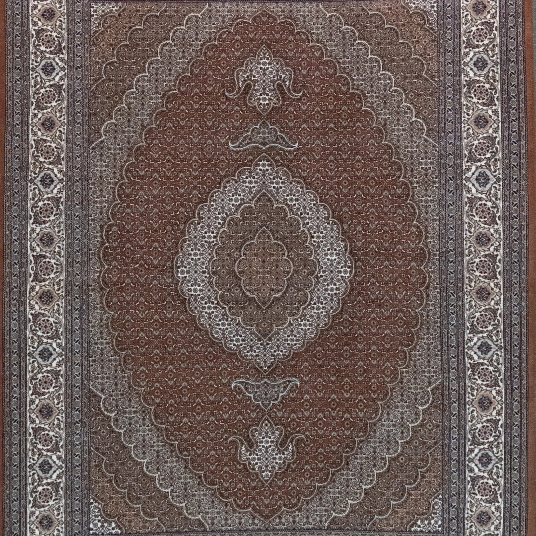 5' 0" x 6' 9" - ROSE AND BEIGE TABRIZ FISH DESIGN PERSIAN RUG ( 152 x 206 CM )