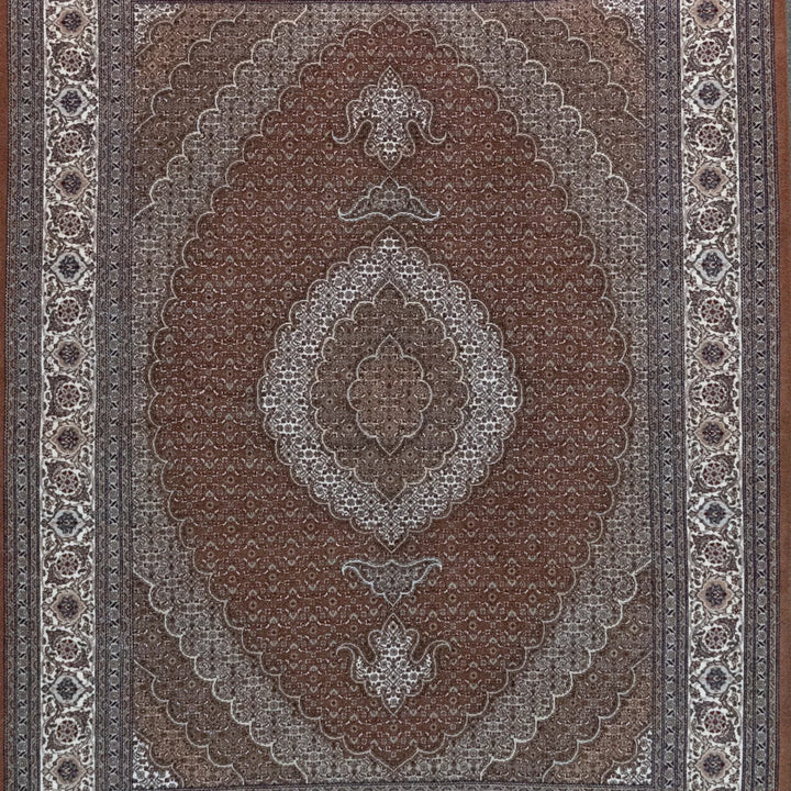 5' 0" x 6' 9" - ROSE AND BEIGE TABRIZ FISH DESIGN PERSIAN RUG ( 152 x 206 CM )