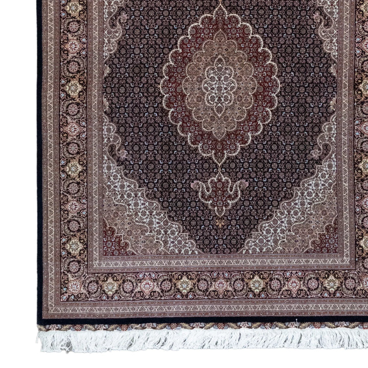 5' 2" x 6' 10" - NAVY AND NAVY TABRIZ FISH DESIGN PERSIAN RUG ( 157 x 208 CM )