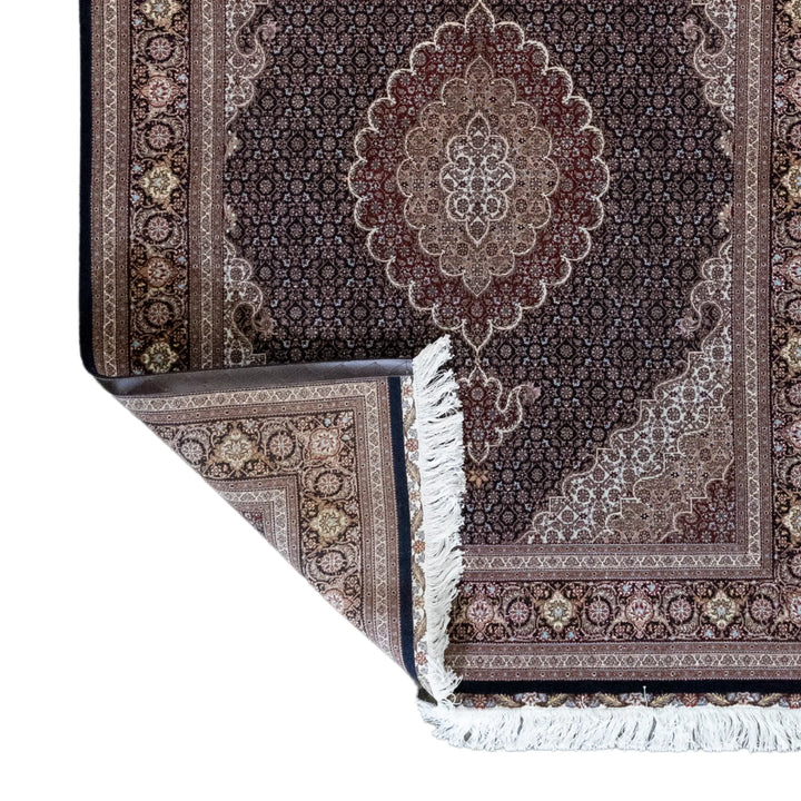 5' 2" x 6' 10" - NAVY AND NAVY TABRIZ FISH DESIGN PERSIAN RUG ( 157 x 208 CM )