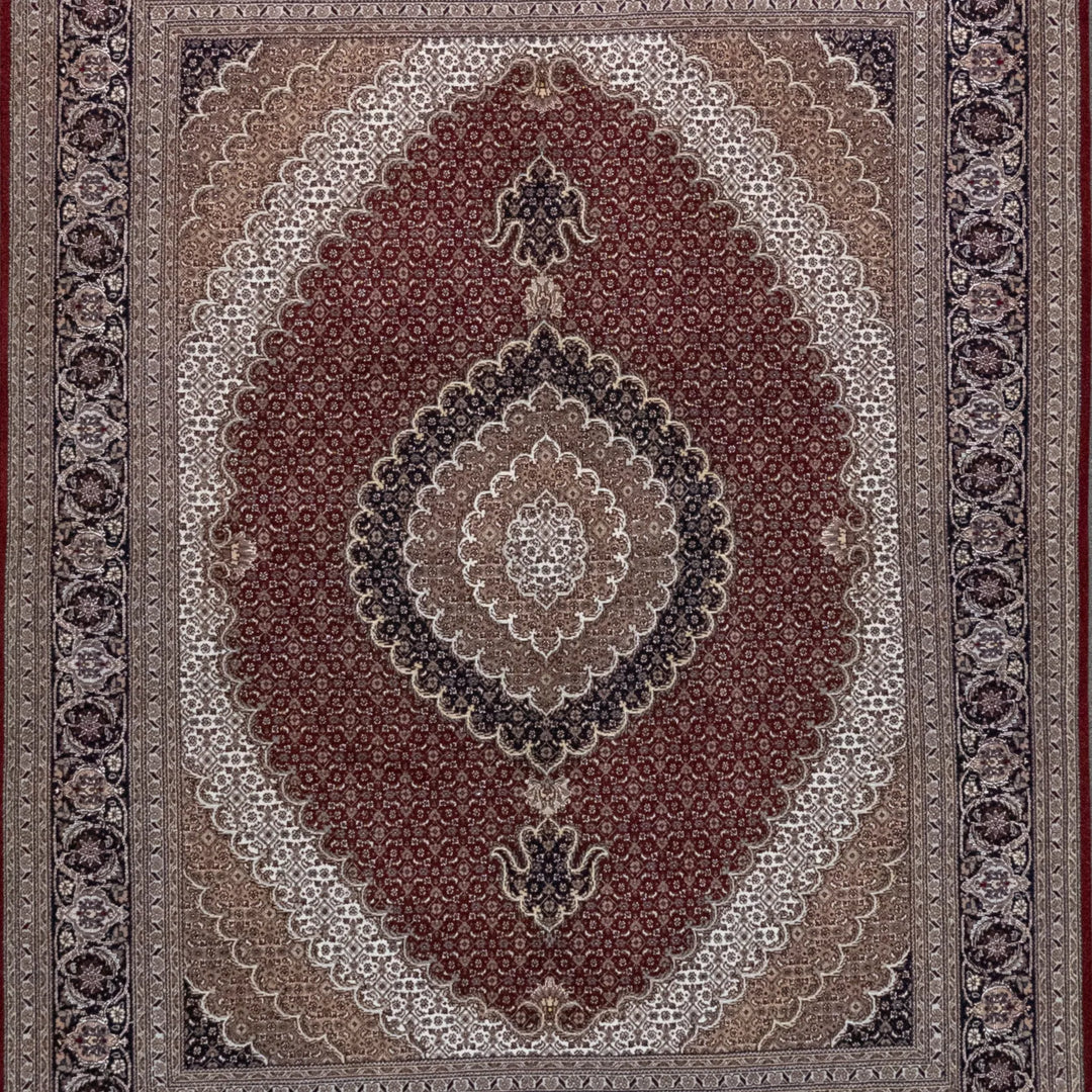 5' 0" x 6' 7" - RED AND NAVY TABRIZ FISH DESIGN PERSIAN RUG ( 152 x 200 CM )