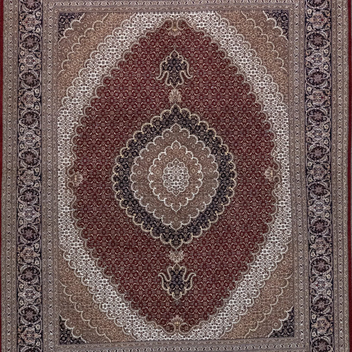 5' 0" x 6' 7" - RED AND NAVY TABRIZ FISH DESIGN PERSIAN RUG ( 152 x 200 CM )