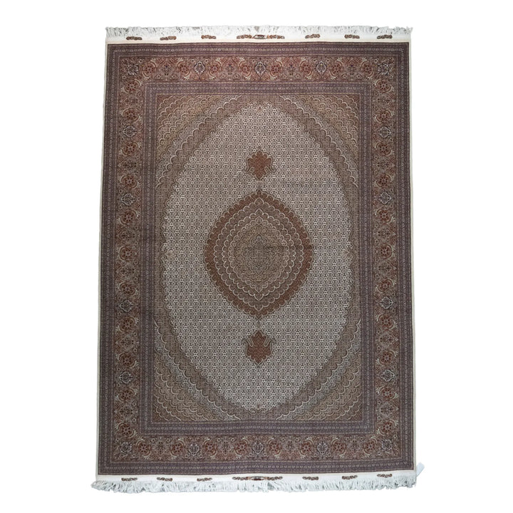 8' 3" x 11' 5" - BEIGE AND ROSE TABRIZ FISH DESIGN PERSIAN RUG ( 251 x 348 CM )