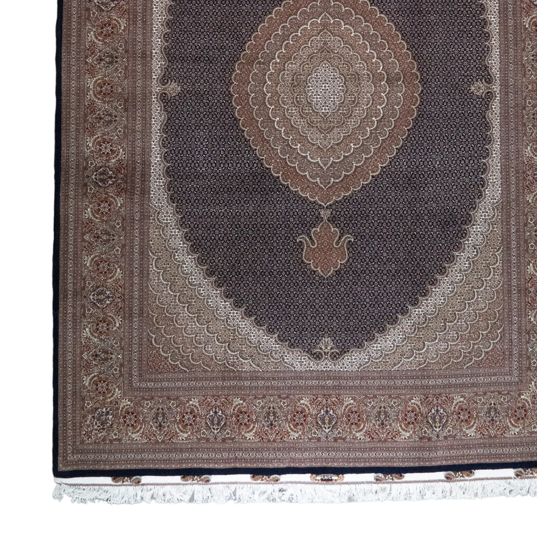 8' 4" x 11' 9" - NAVY AND ROSE TABRIZ FISH DESIGN PERSIAN RUG ( 254 x 358 CM )