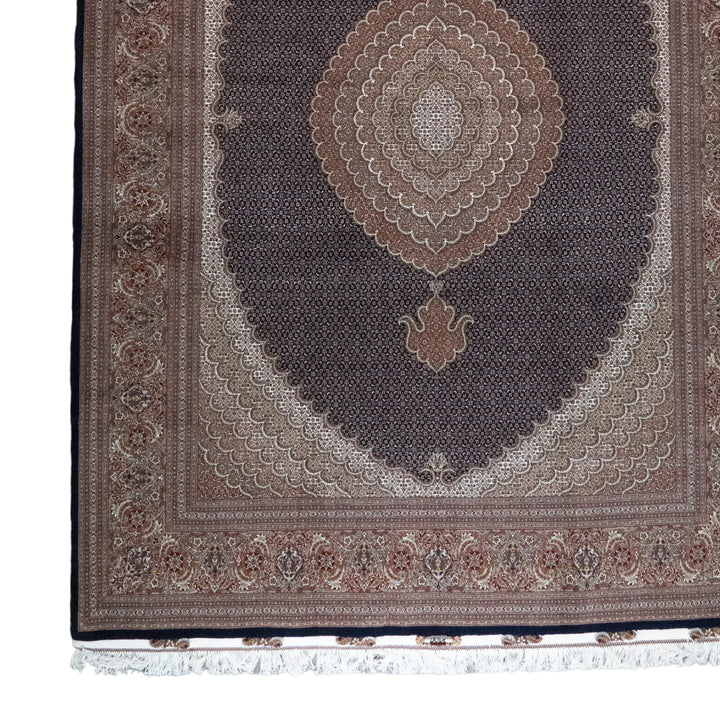 8' 4" x 11' 9" - NAVY AND ROSE TABRIZ FISH DESIGN PERSIAN RUG ( 254 x 358 CM )