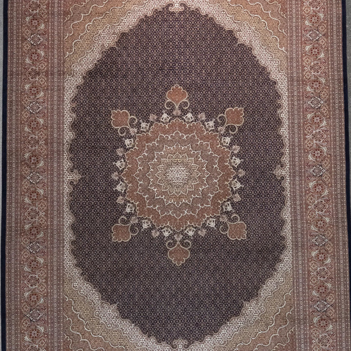 8' 4" x 11' 6" - NAVY AND ROSE TABRIZ FISH DESIGN PERSIAN RUG ( 254 x 350 CM )