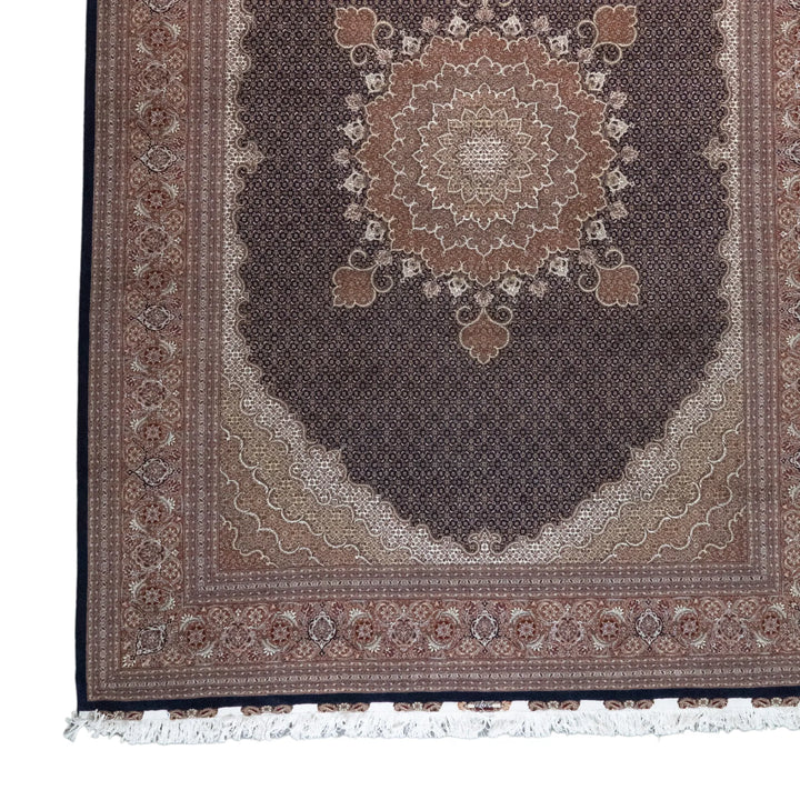 8' 4" x 11' 6" - NAVY AND ROSE TABRIZ FISH DESIGN PERSIAN RUG ( 254 x 350 CM )