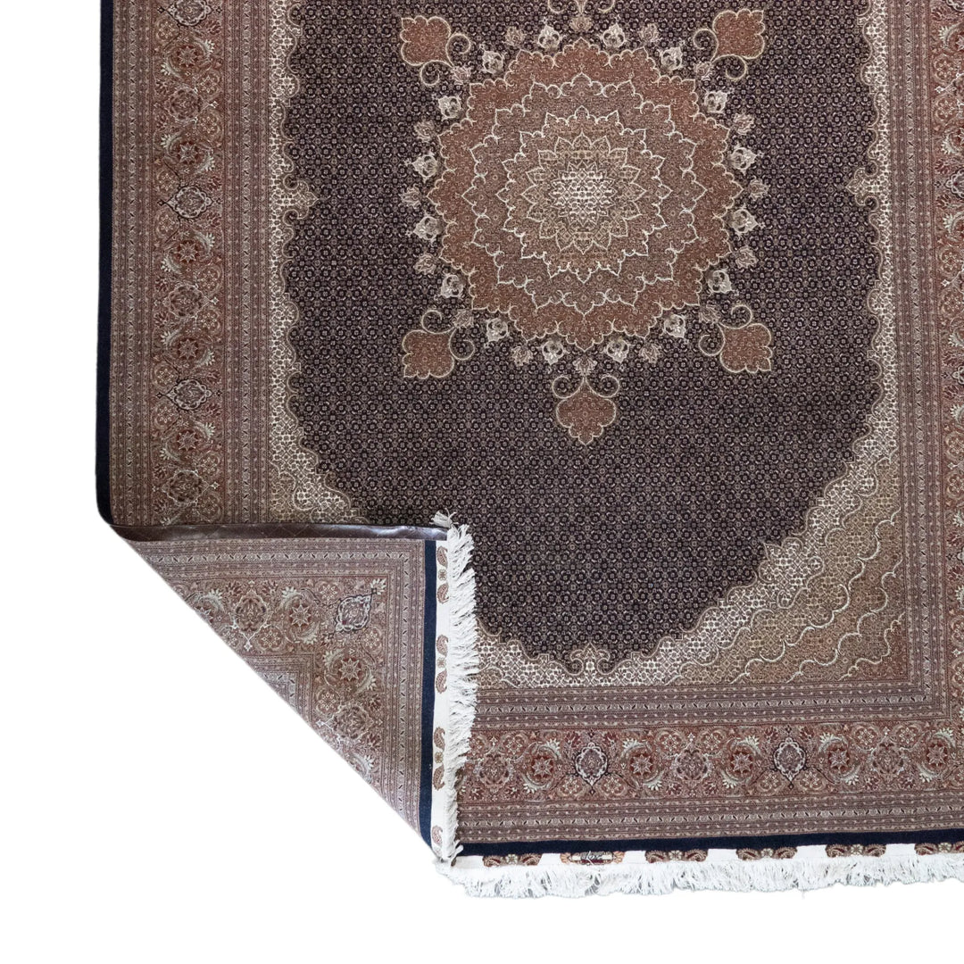 8' 4" x 11' 6" - NAVY AND ROSE TABRIZ FISH DESIGN PERSIAN RUG ( 254 x 350 CM )