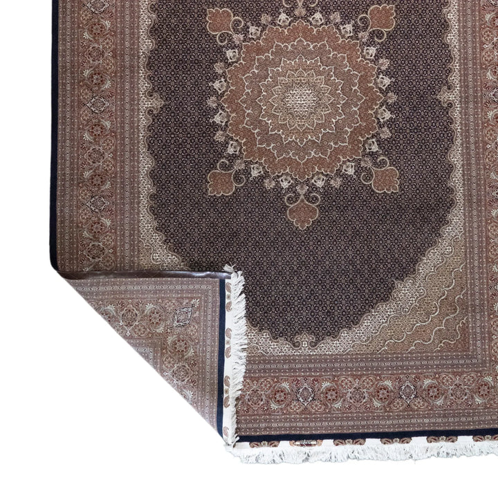 8' 4" x 11' 6" - NAVY AND ROSE TABRIZ FISH DESIGN PERSIAN RUG ( 254 x 350 CM )