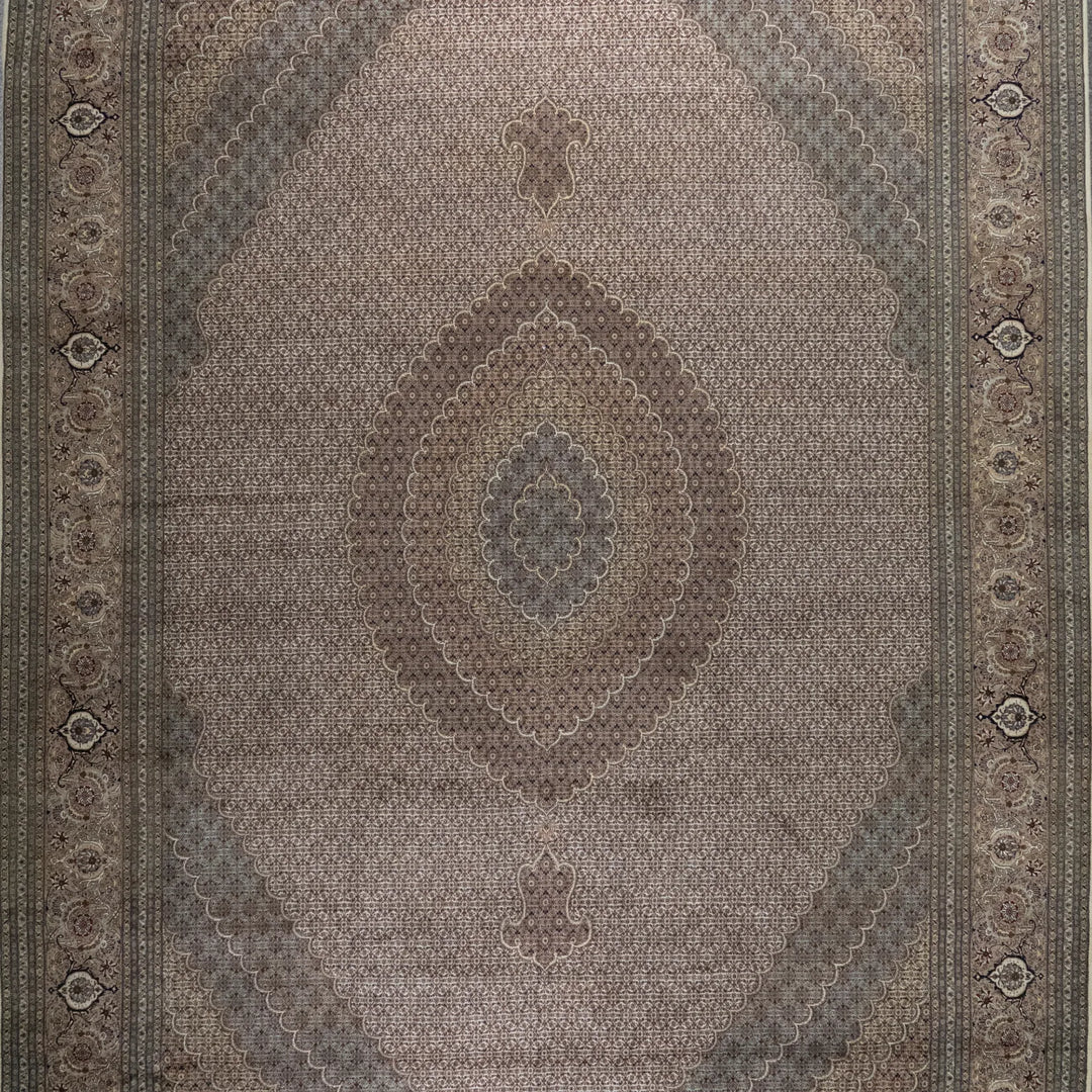 11' 5" x 16' 3" - NAVY AND ROSE TABRIZ FISH DESIGN PERSIAN RUG ( 348 x 495 CM )