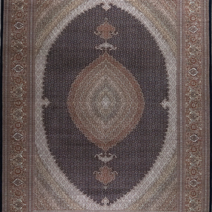 9' 10" x 13' 2" - NAVY AND ROSE TABRIZ FISH DESIGN PERSIAN RUG ( 300 x 401 CM )