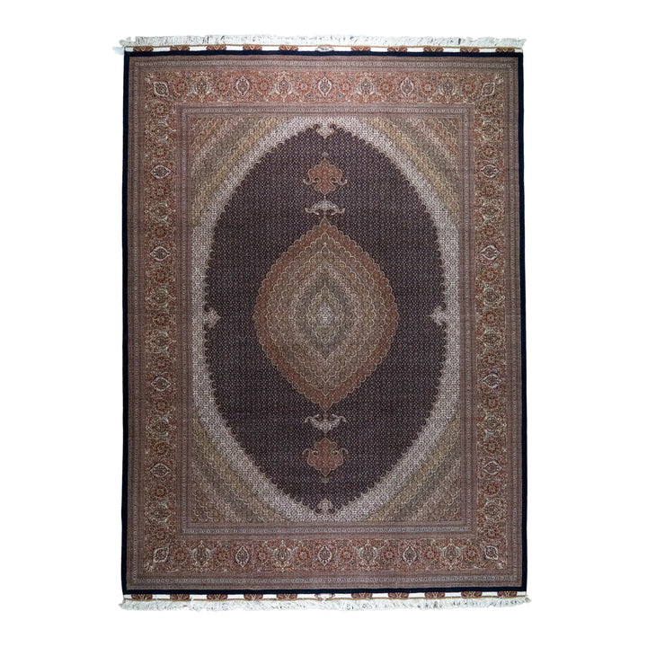 9' 10" x 13' 3" - NAVY AND ROSE TABRIZ FISH DESIGN PERSIAN RUG ( 300 x 404 CM )