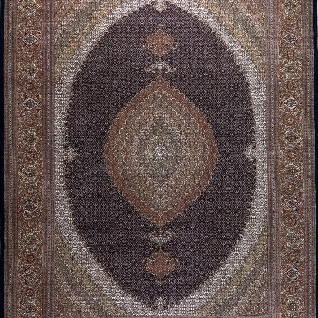 9' 10" x 13' 3" - NAVY AND ROSE TABRIZ FISH DESIGN PERSIAN RUG ( 300 x 404 CM )