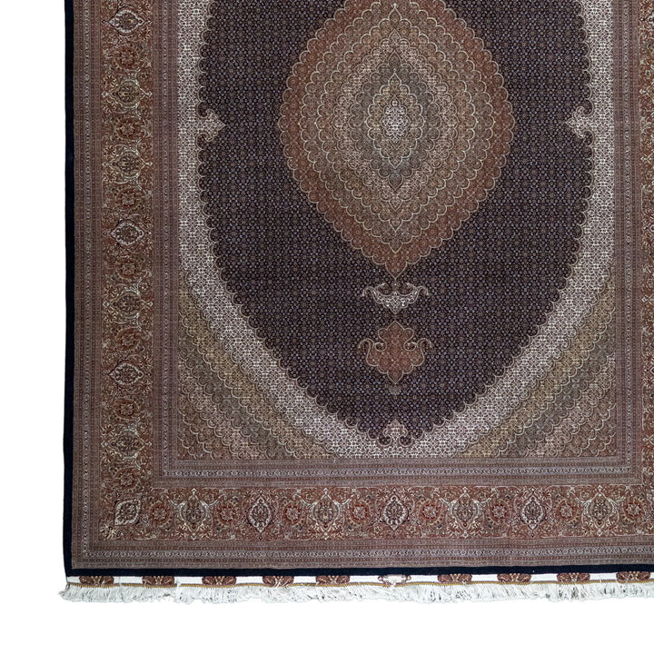 9' 10" x 13' 3" - NAVY AND ROSE TABRIZ FISH DESIGN PERSIAN RUG ( 300 x 404 CM )