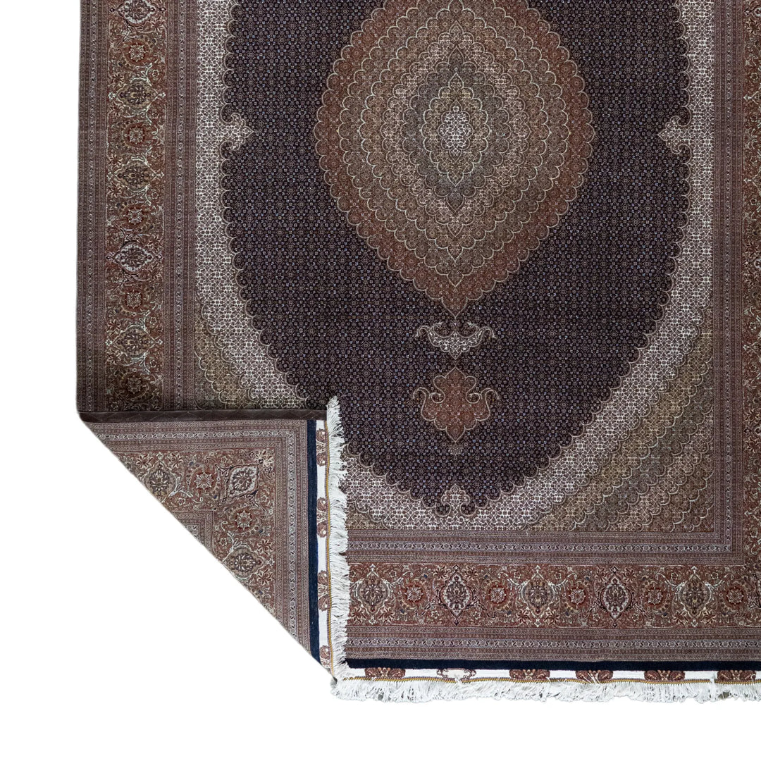 9' 10" x 13' 3" - NAVY AND ROSE TABRIZ FISH DESIGN PERSIAN RUG ( 300 x 404 CM )