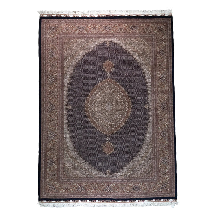 8' 4" x 11' 3" - NAVY AND ROSE TABRIZ FISH DESIGN PERSIAN RUG ( 254 x 343 CM )