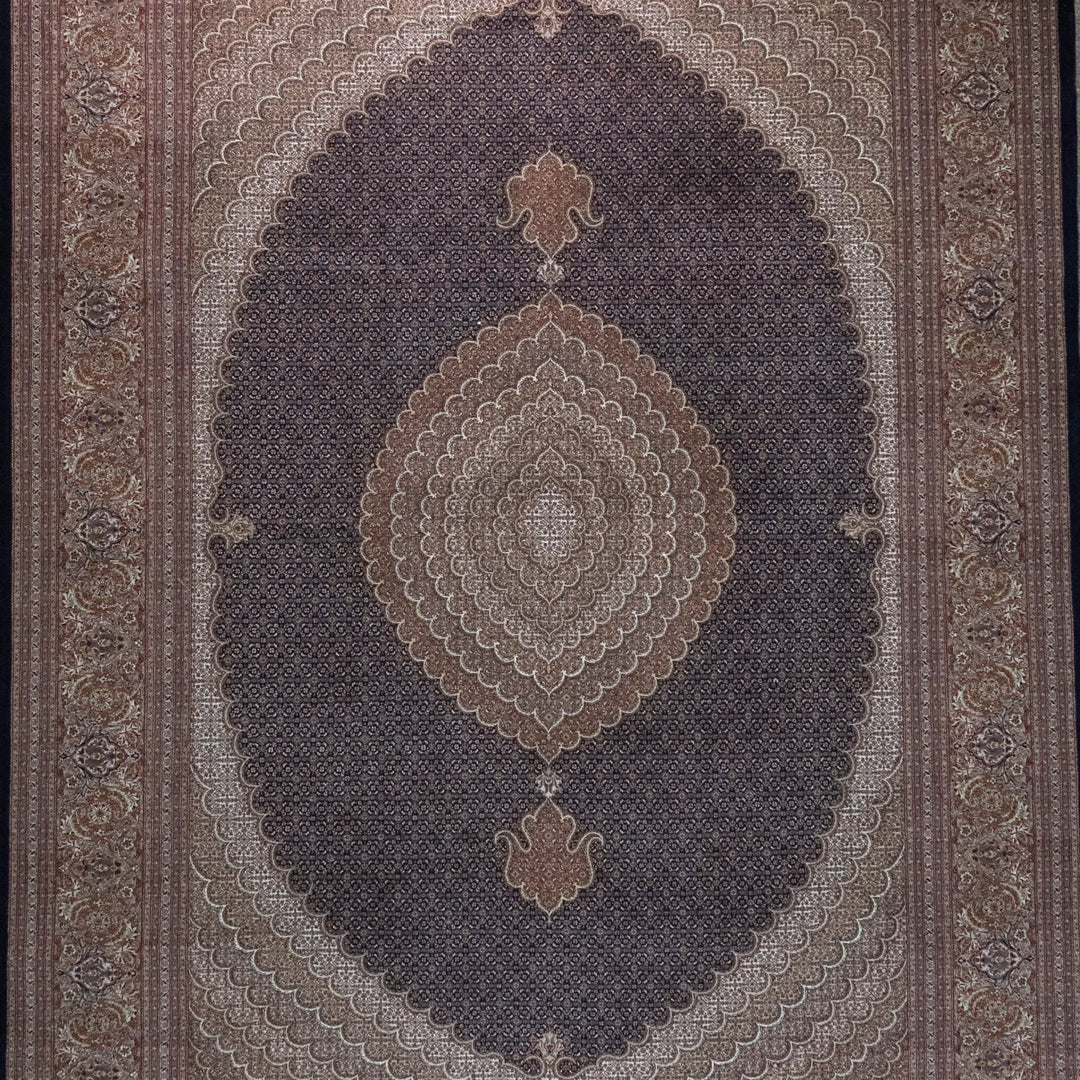 8' 4" x 11' 3" - NAVY AND ROSE TABRIZ FISH DESIGN PERSIAN RUG ( 254 x 343 CM )