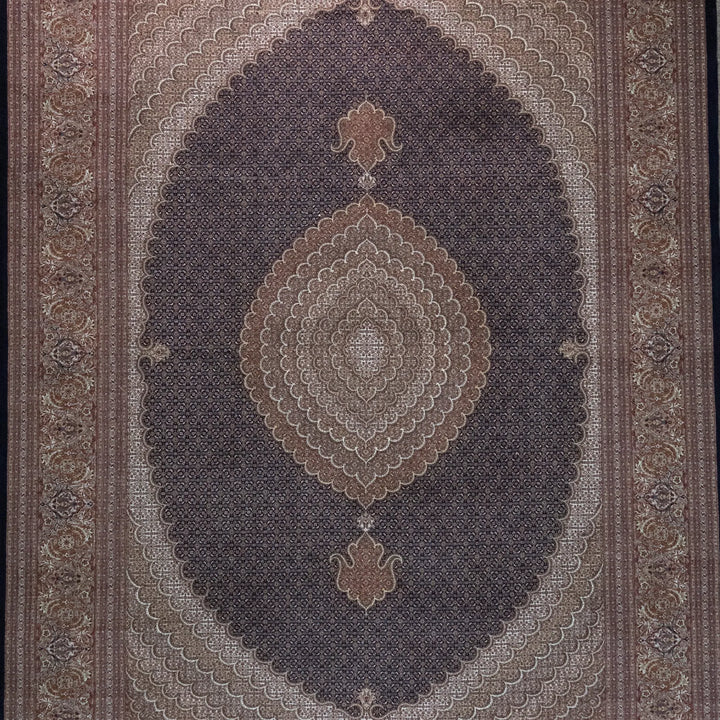 8' 4" x 11' 3" - NAVY AND ROSE TABRIZ FISH DESIGN PERSIAN RUG ( 254 x 343 CM )