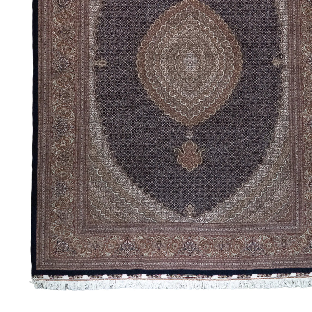 8' 4" x 11' 3" - NAVY AND ROSE TABRIZ FISH DESIGN PERSIAN RUG ( 254 x 343 CM )