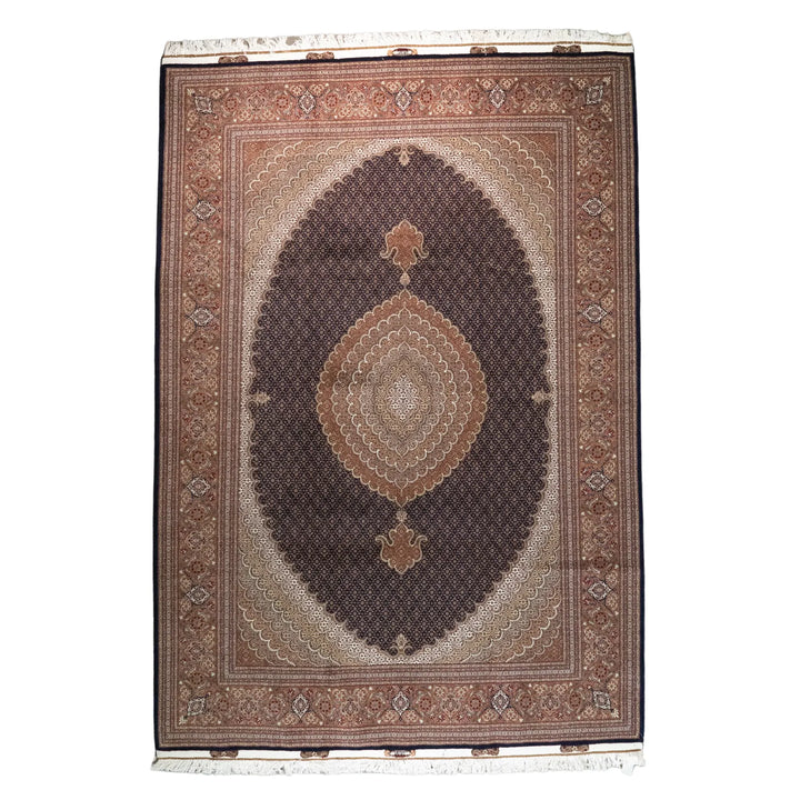 8' 3" x 11' 9" - GREEN AND BEIGE TABRIZ FISH DESIGN PERSIAN RUG ( 251 x 358 CM )
