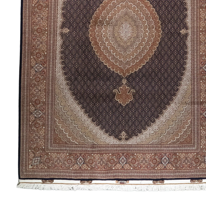 8' 3" x 11' 9" - GREEN AND BEIGE TABRIZ FISH DESIGN PERSIAN RUG ( 251 x 358 CM )