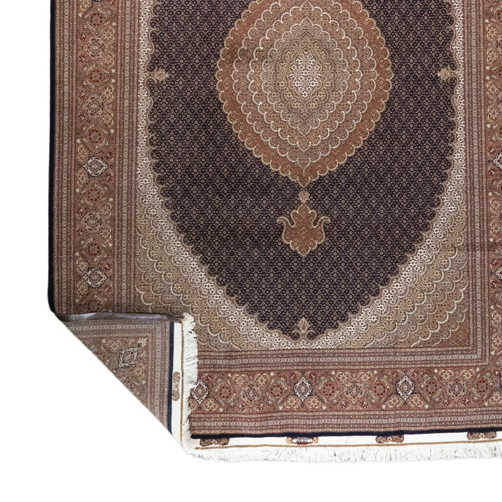 8' 3" x 11' 9" - GREEN AND BEIGE TABRIZ FISH DESIGN PERSIAN RUG ( 251 x 358 CM )