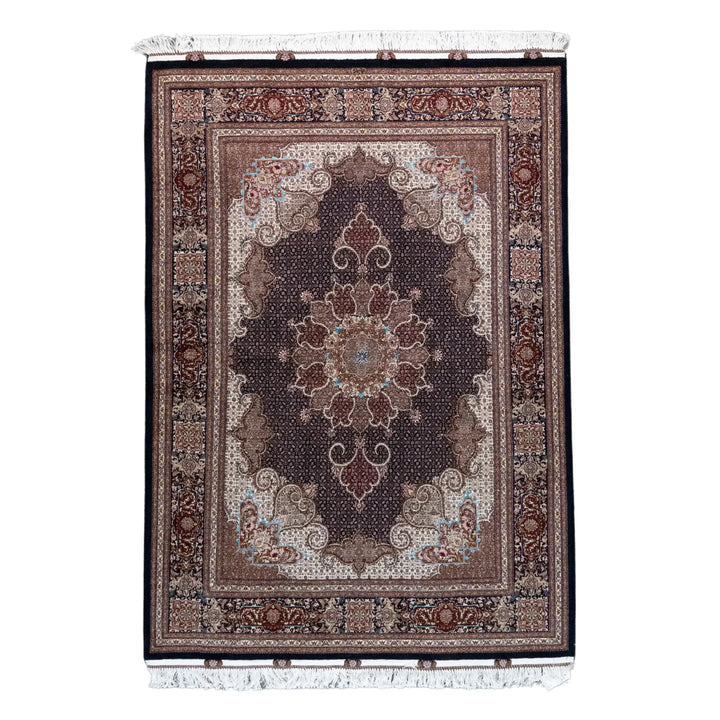 5' 0" x 7' 1" - NAVY AND NAVY TABRIZ FISH DESIGN PERSIAN RUG ( 152 x 216 CM )