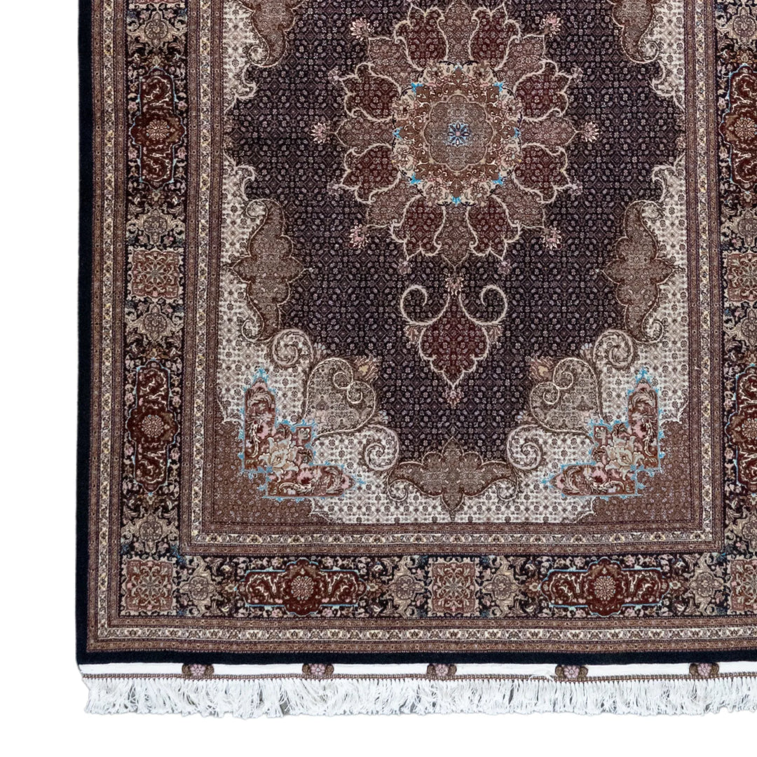 5' 0" x 7' 1" - NAVY AND NAVY TABRIZ FISH DESIGN PERSIAN RUG ( 152 x 216 CM )